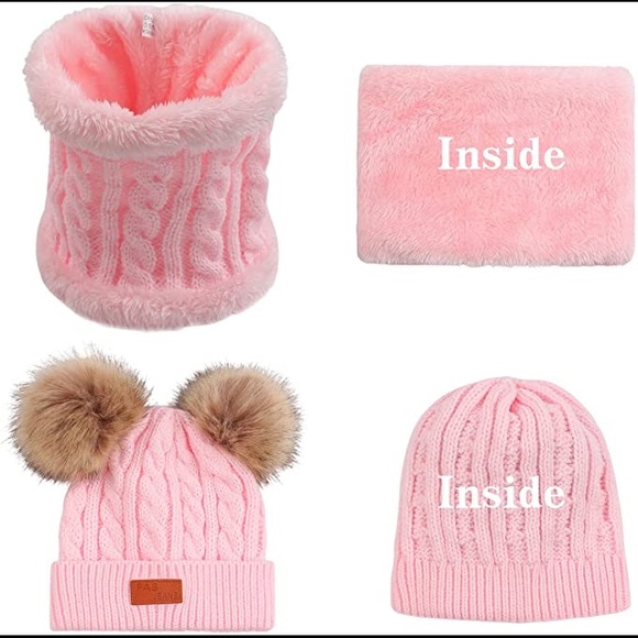 Pink Winter Girls & Boys Warm Hats Set; Toddler Scarf Set - Picture 3 of 6